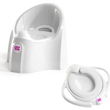 Okbaby Bebek Banyo Seti Pinguo Soft Klozet Adaptörü + Pasha Eğitici Koltuk Oturak K.beyaz