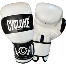 Cyclone Tiger Orijinal Deri Boks ve Kick Boks Eldiveni Beyaz