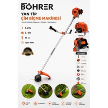 Böhrer BA011341 55CC 3.5 Hp Benzinli Yan Tip Motorlu Tırpan Çim Biçme Makinesi Full Set Canavar Başlık Misina Kafa 40T Disk