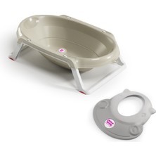 Okbaby Bebek Banyo Seti Onda Slim Katlanır Küvet + Hippo Duş Şapkası A.gri
