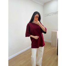 Staff Storeco Oversize Tişört Bordo