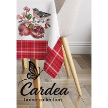Cardea Home Collection Ekose Nar Desen Özel Üretim Dijital Baskı Masa Örtüsü