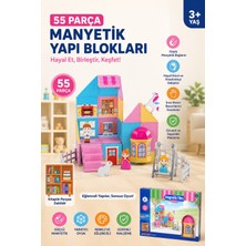Toyaş 55 Parça Manyetik Yapı Blokları Ev Seti | Manyetik Inşa Oyuncağı | 3 Yaş ve Üzeri Eğitici Oyuncak