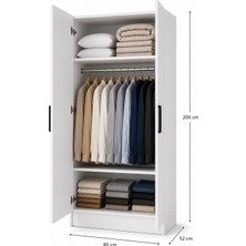 Gani Home Selen 2 Kapaklı Gardırop M-2  | Modern Elbise Dolabı