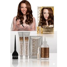 Maxx Deluxe Golden Beauty Set Saç Boyası 7.7 Koyu Karamel 2li + Fırça+Pratik Boya Kabı