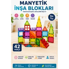 Toyaş 42 Parça Manyetik Yapı Blokları Seti | Eğitici Stem Oyuncak | Renkli Mıknatıslı Inşa Seti 3+ Yaş