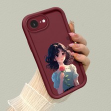 HONTINGA iPhone 17E ile Uyumlu Kılıf Kamera Koruyucu Basitlik Anti Düşme Kamera Korumalı Kız Bordo Desen Yumuşak Silikon Couple Telefon Kılıfı Kadın ve Erkek Için Uygundur K2-7416