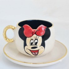 BSK Ceramics Handmade Minnie Mouse Kahve Fincanı Siyah