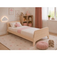 İdek Home Idek Home Mini Rüya Çocuk Karyolası 80X180 cm Doğal Kayın Kontrplak Ahşap Yatak