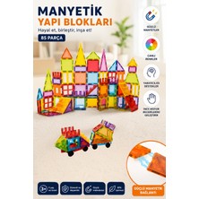 Toyaş 85 Parça Manyetik Yapı Blokları Seti | Renkli Mıknatıslı Inşa Oyuncağı | 3 Yaş ve Üzeri Eğitici Oyuncak