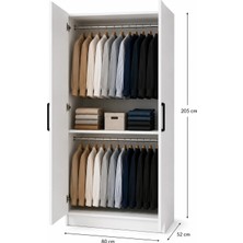 Gani Home Selen 2 Kapaklı Gardırop M-1  | Modern Elbise Dolabı