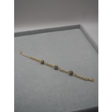 Stelle Jewelry cm Marka Paslanmaz Çelik Gold Nazar Boncuklu Top Zincir Bileklik 3 Küre Detaylı Antialerjik