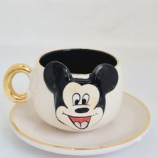 BSK Ceramics Handmade Mickey Mouse Kahve Fincanı Siyah