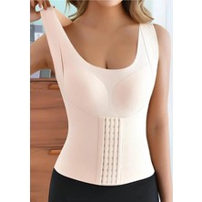 Sweet Sauna Dikişsiz Şekillendirici Bralet Atlet Korse Yuvarlak Yaka Çıkarılabilir Pedli Balenli Dik Duruş Korsesi