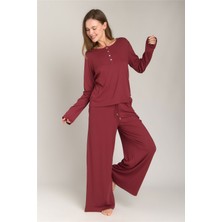 Lovely Things Carol Kaşkorse Dökümlü Pantolon Pijama Altı - Bordo