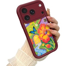 HONTINGA iPhone 17 Pro Max ile Uyumlu Kılıf Kamera Koruyucu Basitlik Anti Düşme Kamera Korumalı Kelebek Bordo Desen Yumuşak Silikon Couple Telefon Kılıfı Kadın ve Erkek Için Uygundur K2-7419