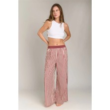 Lovely Things Sandra Poplin Pileli Pantolon Pijama Altı - Bordo