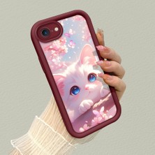 HONTINGA iPhone Se 2020 ile Uyumlu Kılıf Kamera Koruyucu Basitlik Anti Düşme Kamera Korumalı Kedi Bordo Desen Yumuşak Silikon Couple Telefon Kılıfı Kadın ve Erkek Için Uygundur K2-7418
