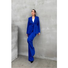 Zf Butik Kadın Kuşaklı Blazer Ceket Pantolon Takım Elbise