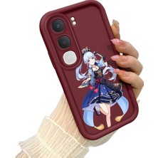 HONTINGA Vıvo Y31 5g  ile Uyumlu Kılıf Kamera Koruyucu Basitlik Anti Düşme Kamera Korumalı Kedi Bordo Desen Yumuşak Silikon Couple Telefon Kılıfı Kadın ve Erkek Için Uygundur K2-7417