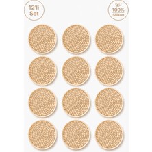 Siliconly 12 Adet Silikon Bardak Altlığı, Bardak Altlığı , %100 Silikon Bardak Altlığı Ekru
