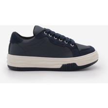 Marjin Kadın Sneaker Kalın Taban Bağcıklı Spor Ayakkabı Sifaz Lacivert
