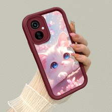HONTINGA Tecno Camon 19 Neo ile Uyumlu Kılıf Kamera Koruyucu Basitlik Anti Düşme Kamera Korumalı Kedi Bordo Desen Yumuşak Silikon Couple Telefon Kılıfı Kadın ve Erkek Için Uygundur K2-7418