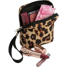 NS Reliable Leopar Desenli Kadın Hijyenik Ped Saklama Çantası - Mini Organizer Düzenleyici Kılıf - 10X14X3 cm