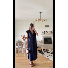 Zf Butik Fermuar Detaylı Oversize Maxi Elbise