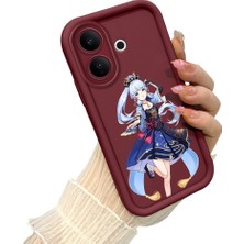 HONTINGA Vıvo V60 Lite  ile Uyumlu Kılıf Kamera Koruyucu Basitlik Anti Düşme Kamera Korumalı Kedi Bordo Desen Yumuşak Silikon Couple Telefon Kılıfı Kadın ve Erkek Için Uygundur K2-7417
