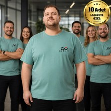 BK Gift Logonuza Özel 10 Adet Mint Yeşil Büyük Beden Tişört - Pamuk Unisex Kurumsal Büyük Beden Tişört