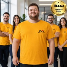 BK Gift Logonuza Özel 10 Adet Sarı Büyük Beden Tişört - Pamuk Unisex Kurumsal Büyük Beden Tişört