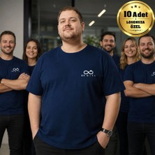 BK Gift Logonuza Özel 10 Adet Lacivert Büyük Beden Tişört - Pamuk Unisex Kurumsal Büyük Beden Tişört