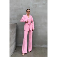 Zf Butik Kadın Kuşaklı Blazer Ceket Pantolon Takım Elbise