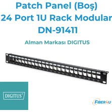 Digitus Patch Panel (Boş) - 24 Port 1u Modüler - DN-91411 - Keystone Uyumlu, 19" Rack Tipi