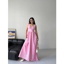 Zf Butik Brode Işlemeli Uzun Elbise