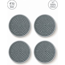 Siliconly 4 Adet Silikon Bardak Altlığı, Bardak Altlığı , %100 Silikon Bardak Altlığı Gri