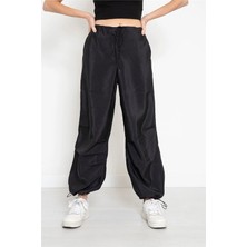 Zf Butik Kadın Paraşüt Pantolon Siyah