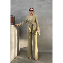 Zf Butik Kadın Kuşaklı Blazer Ceket Pantolon Takım Elbise