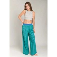 Lovely Things Sandra Poplin Pileli Pantolon Pijama Altı - Yeşil