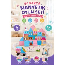 Toyaş 84 Parça Manyetik Yapı Blokları Prenses Ev Seti - Manyetik Inşa Oyuncağı 3+ Yaş
