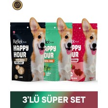 Reflex Plus Happy Hour Anti Aging Collagen & Dental Care - Ağız ve Diş Sağlığı & Love Edition Köpek Ödül Maması Seti 3x60 gr