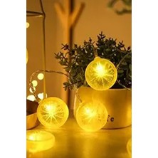 Ciyu Ticaret 2 Metre 10 Led'li Pilli 2 Kademeli Limon Şeklinde LED Işık Dekoratif Balkon Bahçe Aydınlatma