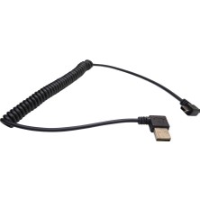 Keepro 5 Pin Mini USB L Tipi Spiral Kablo 90 Derece Mini USB Spiral Kablo 1 M
