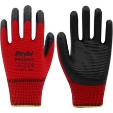 Beybi Pn3 Zebra Kırmızı-Siyah Eldiven 12'li Paket No:10
