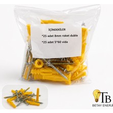 Betay Enerji 8 mm Roket Dübel + 5×60 Vida Seti