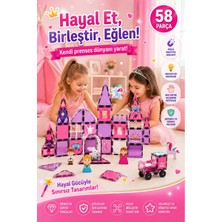 Toyaş 58 Parça Manyetik Blok Seti Prenses Şato Manyetik Yapı Oyuncağı Eğitici Stem Oyuncak 3 Yaş+