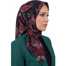 Hadiora Kadın Fuşya Turkuaz Paisley Desenli Flamlı Dimi Eşarp