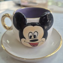 BSK Ceramics Handmade Mickey Mouse Kahve Fincanı Mürdüm