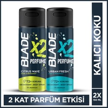 Blade X2 Perfume Citrus & Urban  Erkek Deodorant Body Spray 2X150 ml Leke Bırakmaz